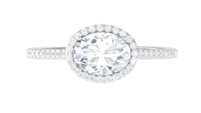 Oval Shape Lab Grown Diamond Engagement Ring with Halo