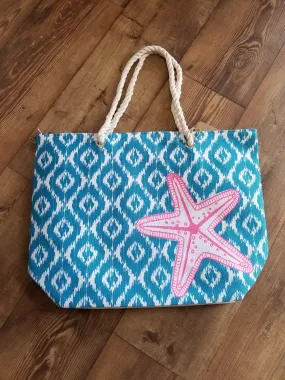 Oversized Coastal Tote Bag Starfish