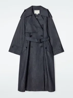 Oversized denim trench coat