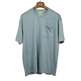 Oversized pocket tee in smoke blue French linen jersey (restock)