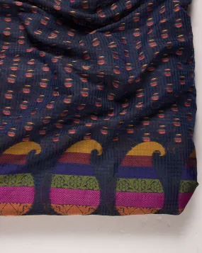 Paisley Woven Zari Border Jacquard Chanderi Fabric