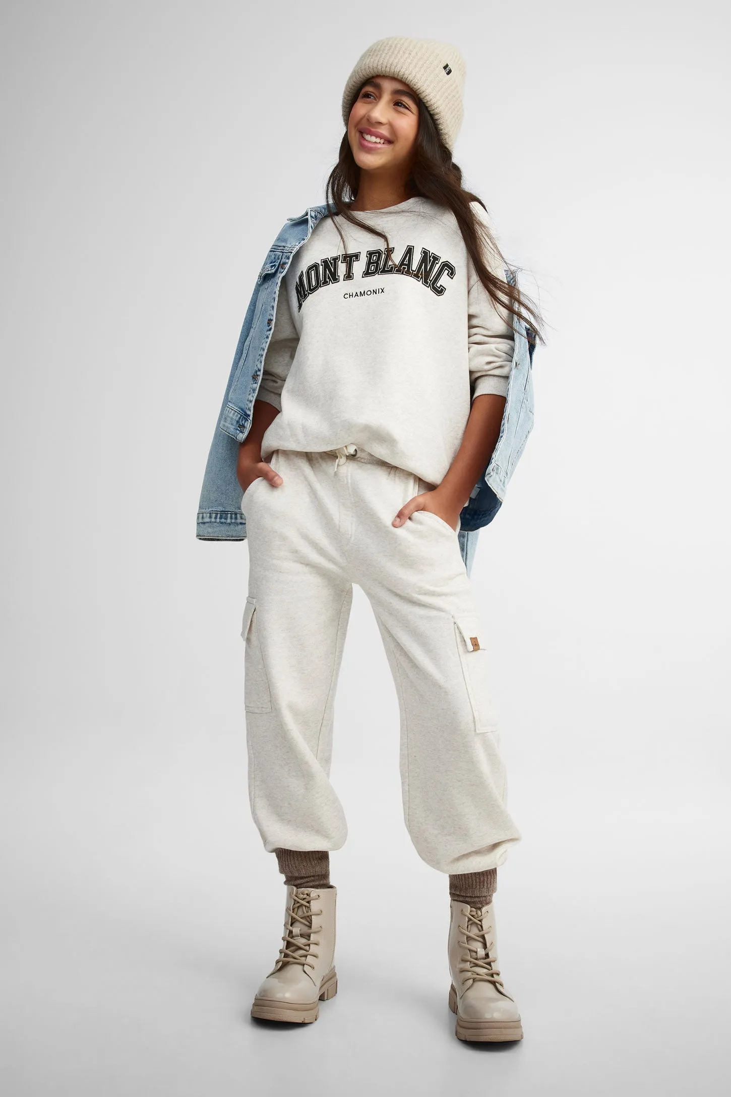 Pantalon coton ouaté jambe large cargo - Ado fille