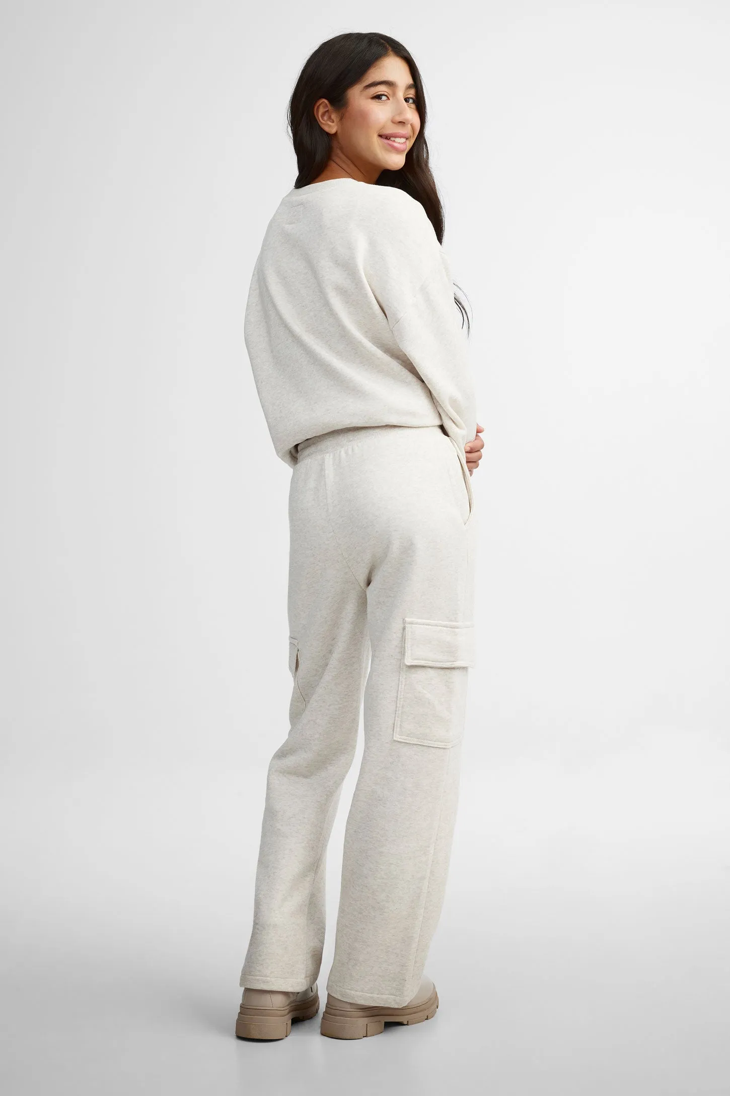 Pantalon coton ouaté jambe large cargo - Ado fille
