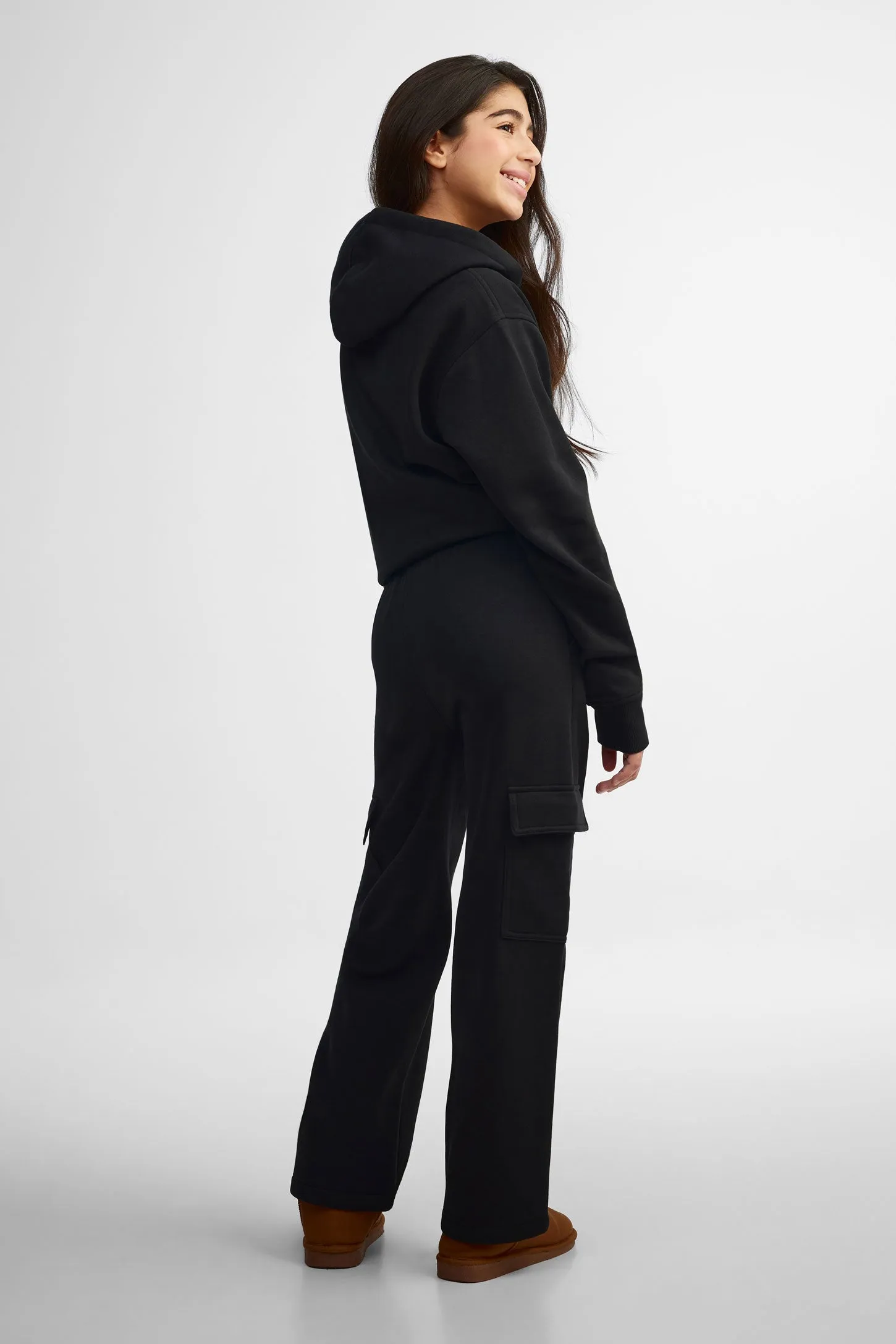 Pantalon coton ouaté jambe large cargo - Ado fille