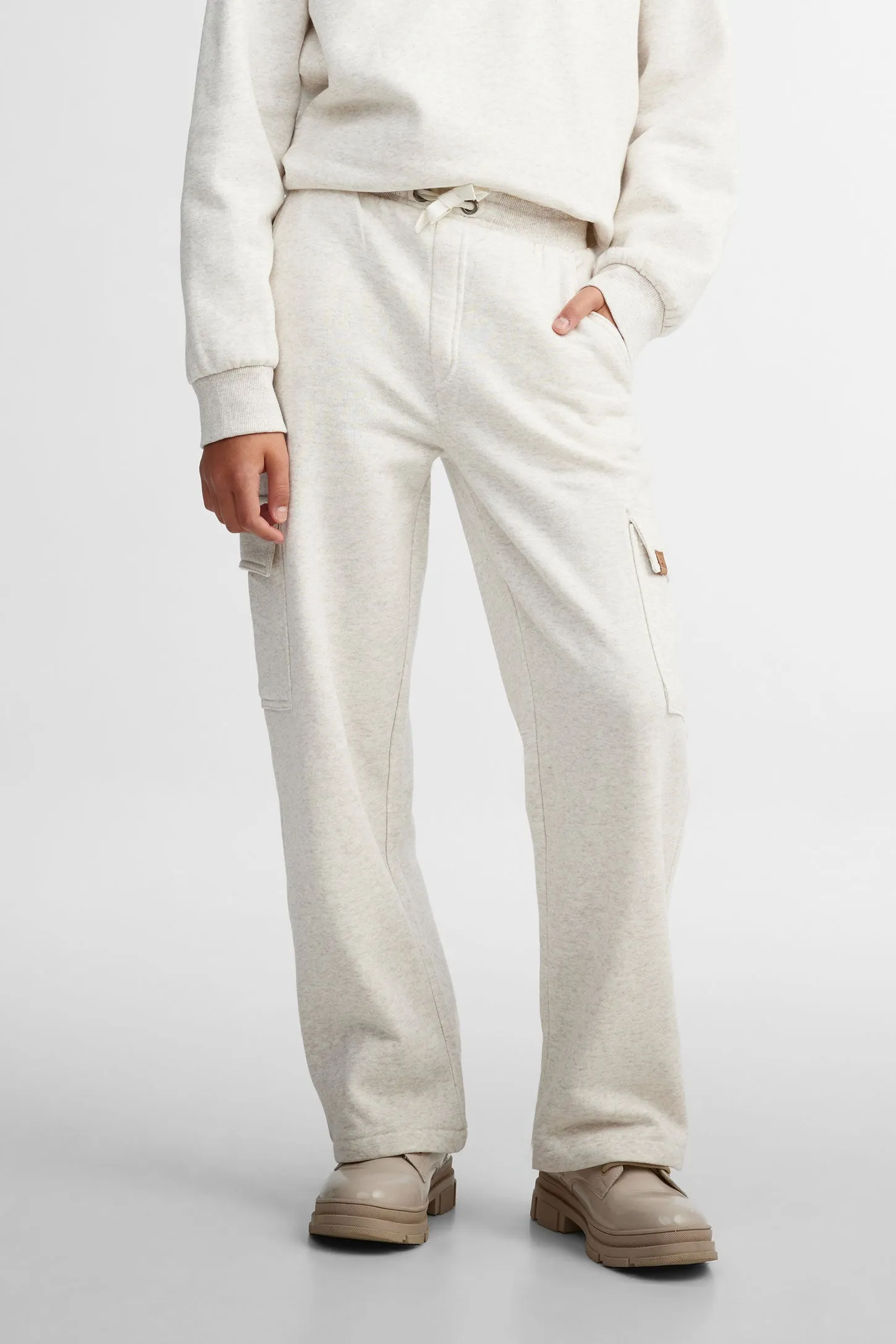 Pantalon coton ouaté jambe large cargo - Ado fille