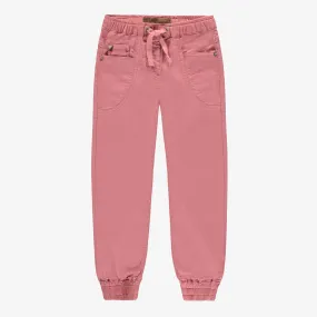 Pantalon rose coupe régulière de style jogger en denim extensible, enfant || Regular-fit pink stretch denim jogger pants, child