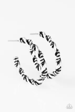 Paparazzi Earring ~ Plainly Panama - Silver