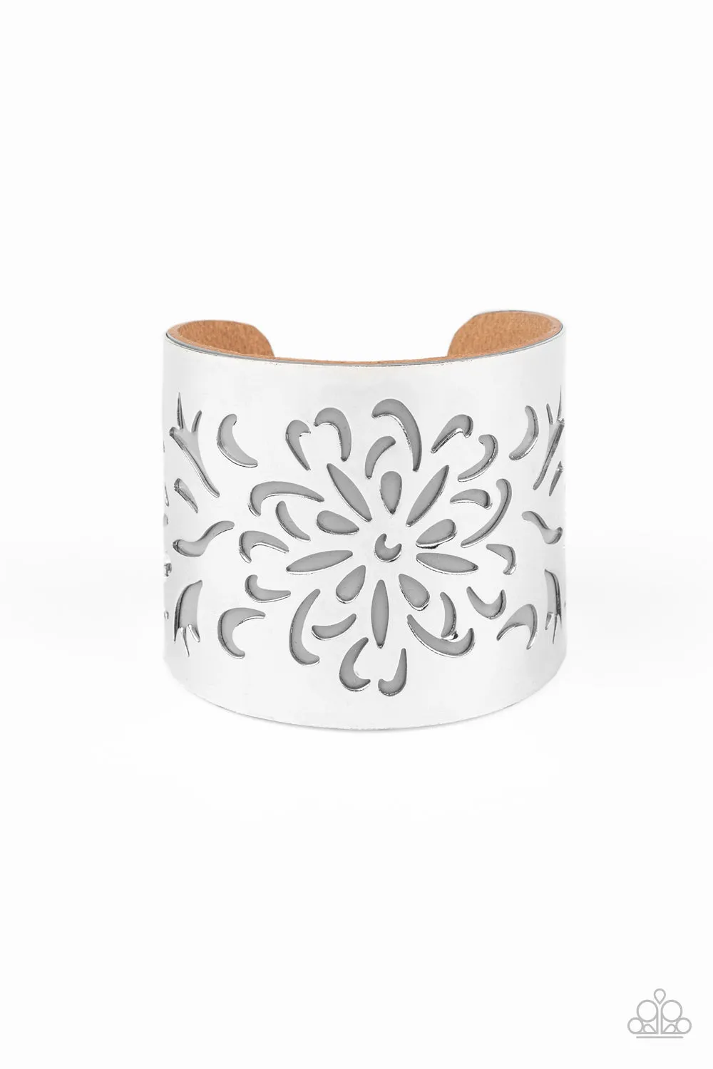 Paparazzi Get Your Bloom On - Silver Leather Bracelet
