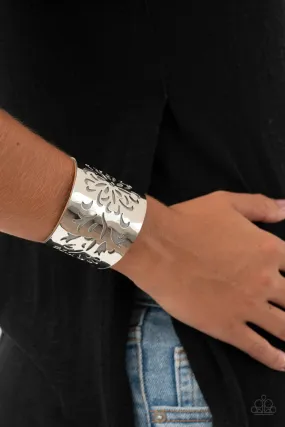 Paparazzi Get Your Bloom On - Silver Leather Bracelet