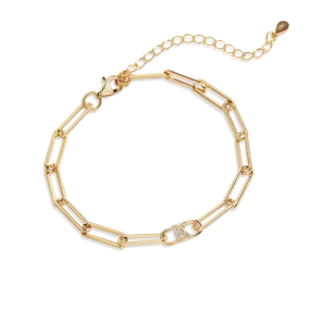Paperclip Bracelet with Pave Initials