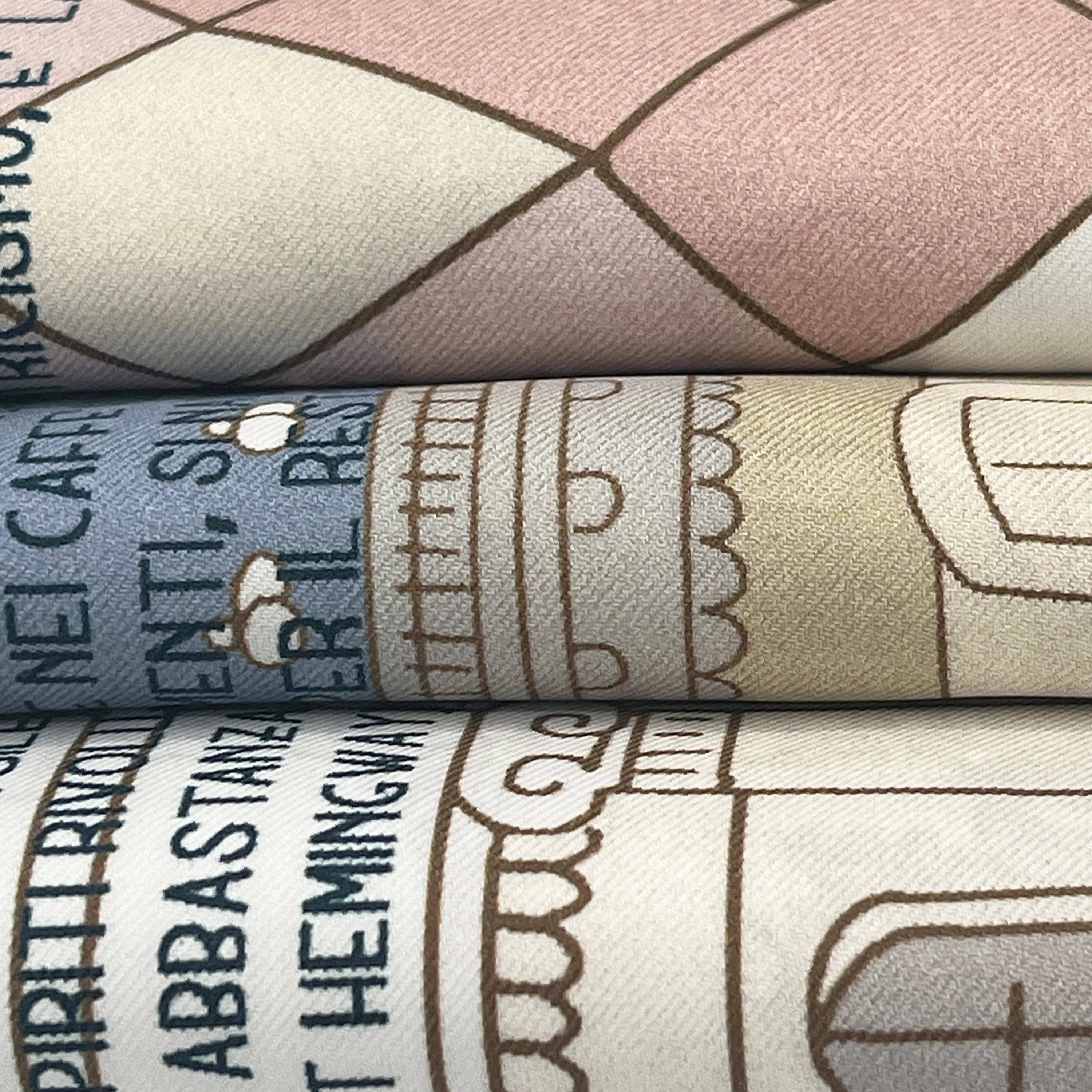 Paris pink beige and light blue tie scarf