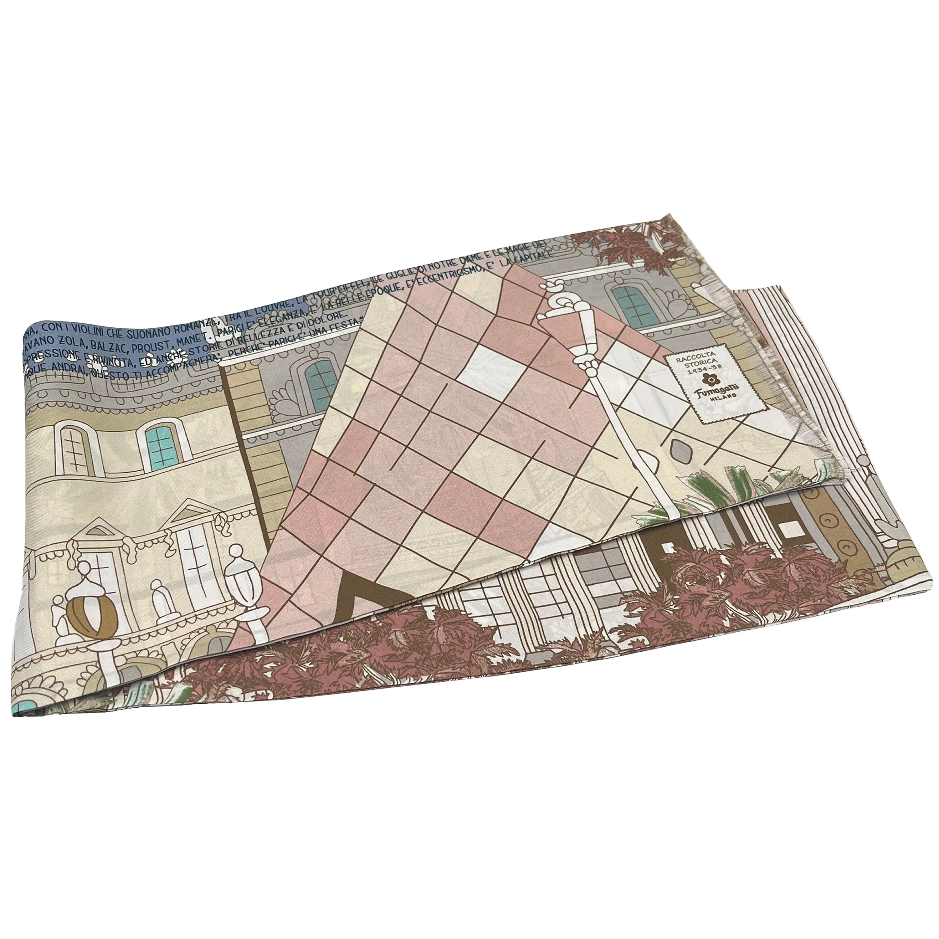 Paris pink beige and light blue tie scarf
