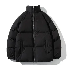 Parkas Thicken Warm Coat Stand Collar Jackets Solid Color Winter Fashion New Streetwear