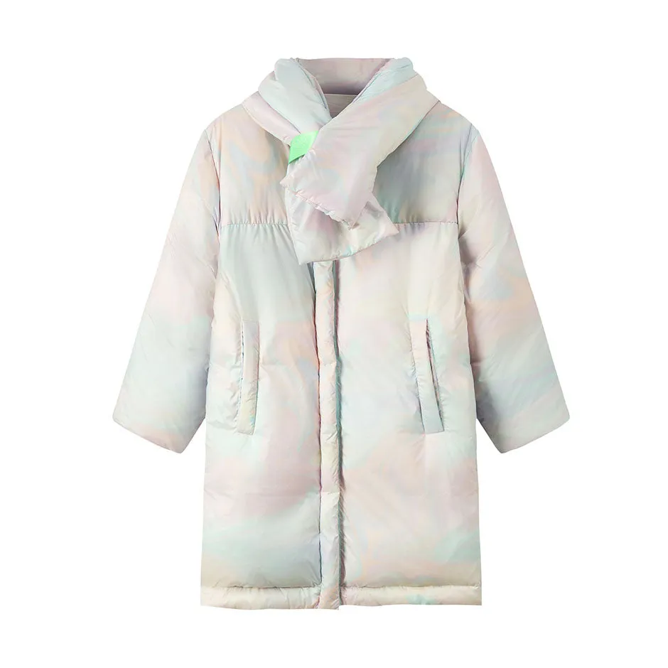 Pastel Clouds Long Padded Coat