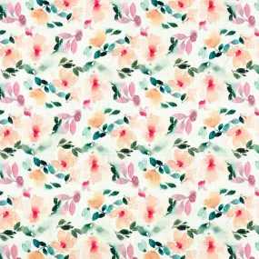 Pastel Flowers Linen Blend Fabric