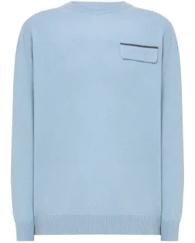 Pastel Leaf Monili Pocket Cashmere Pullover Top