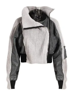 Patch Sweater Bomber Jacket