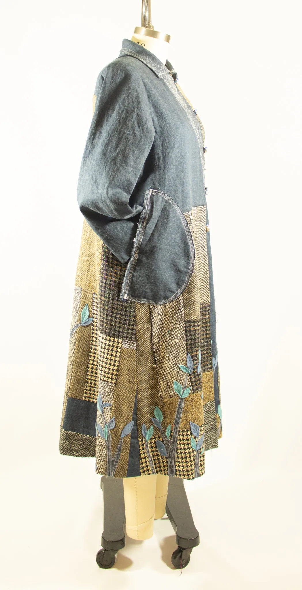Patchwork Coat with Wool and Denim