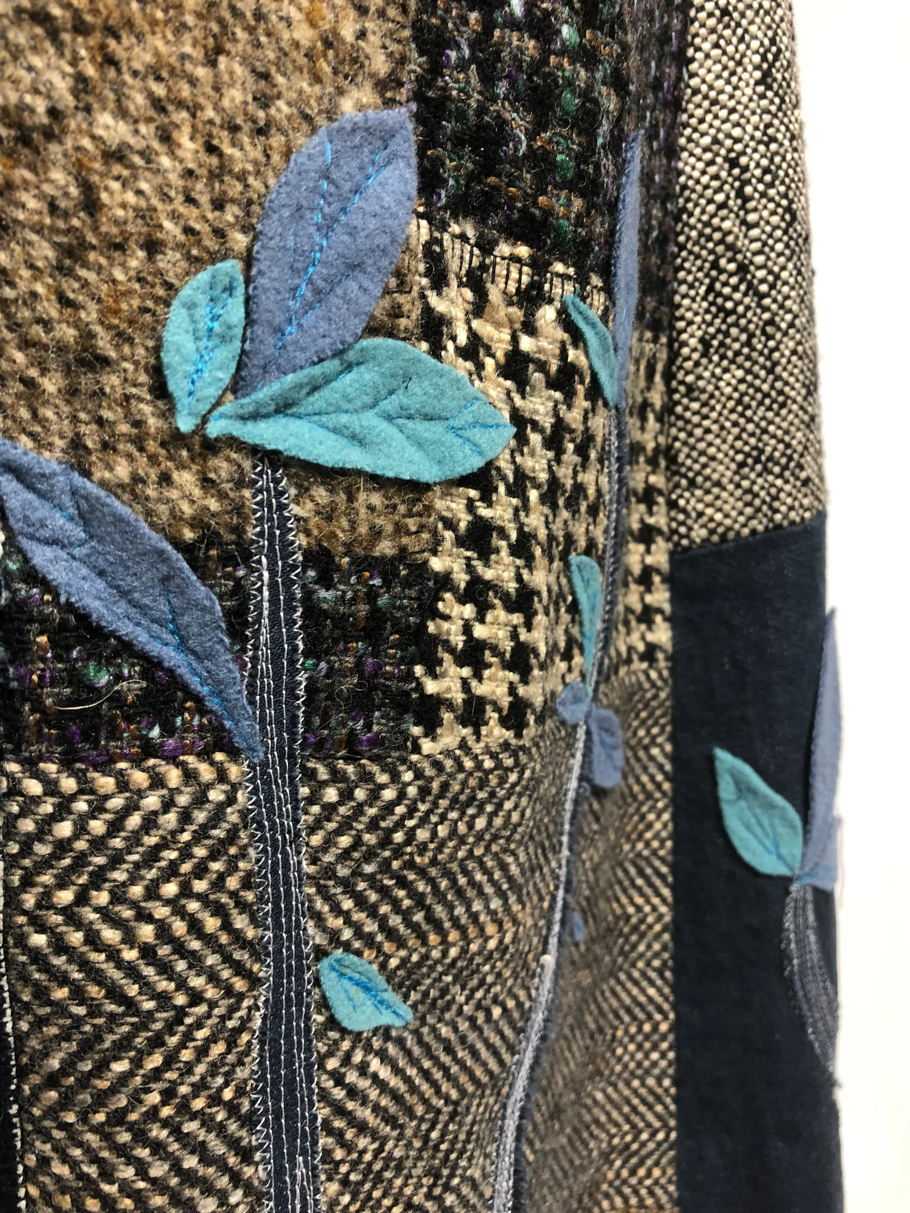 Patchwork Coat with Wool and Denim