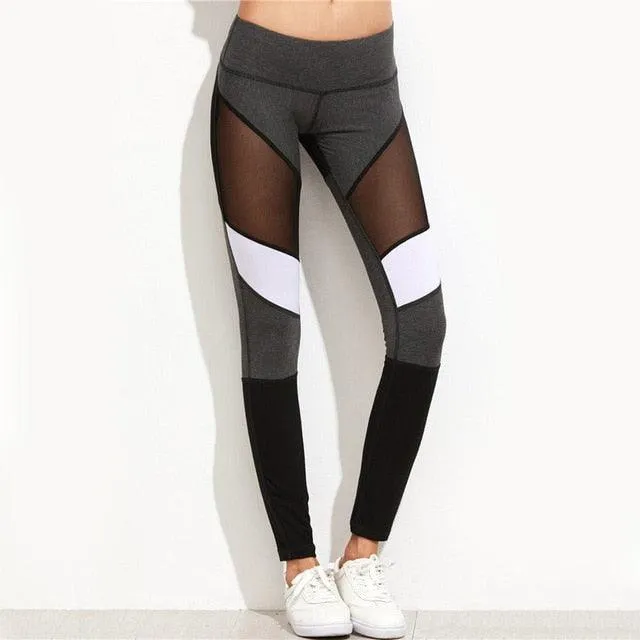 Patchwork Elastic Sport Leggings Yoga Pants