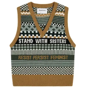 Patchwork Lambswool Tank Top in Seaweed