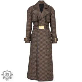 Patterned Long Trench Coat