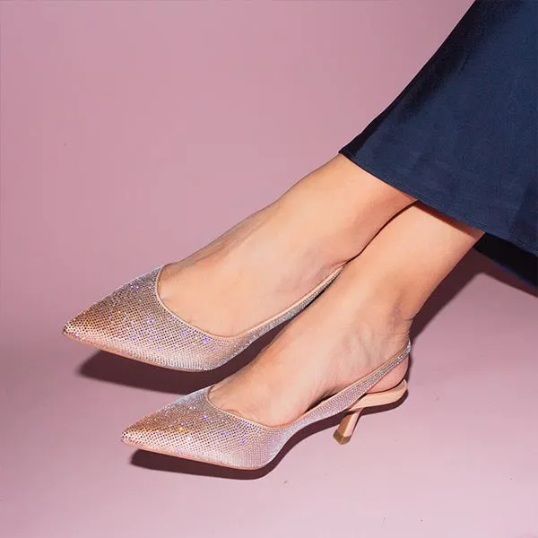 Paula Champagne | Embellished Slingback Pump