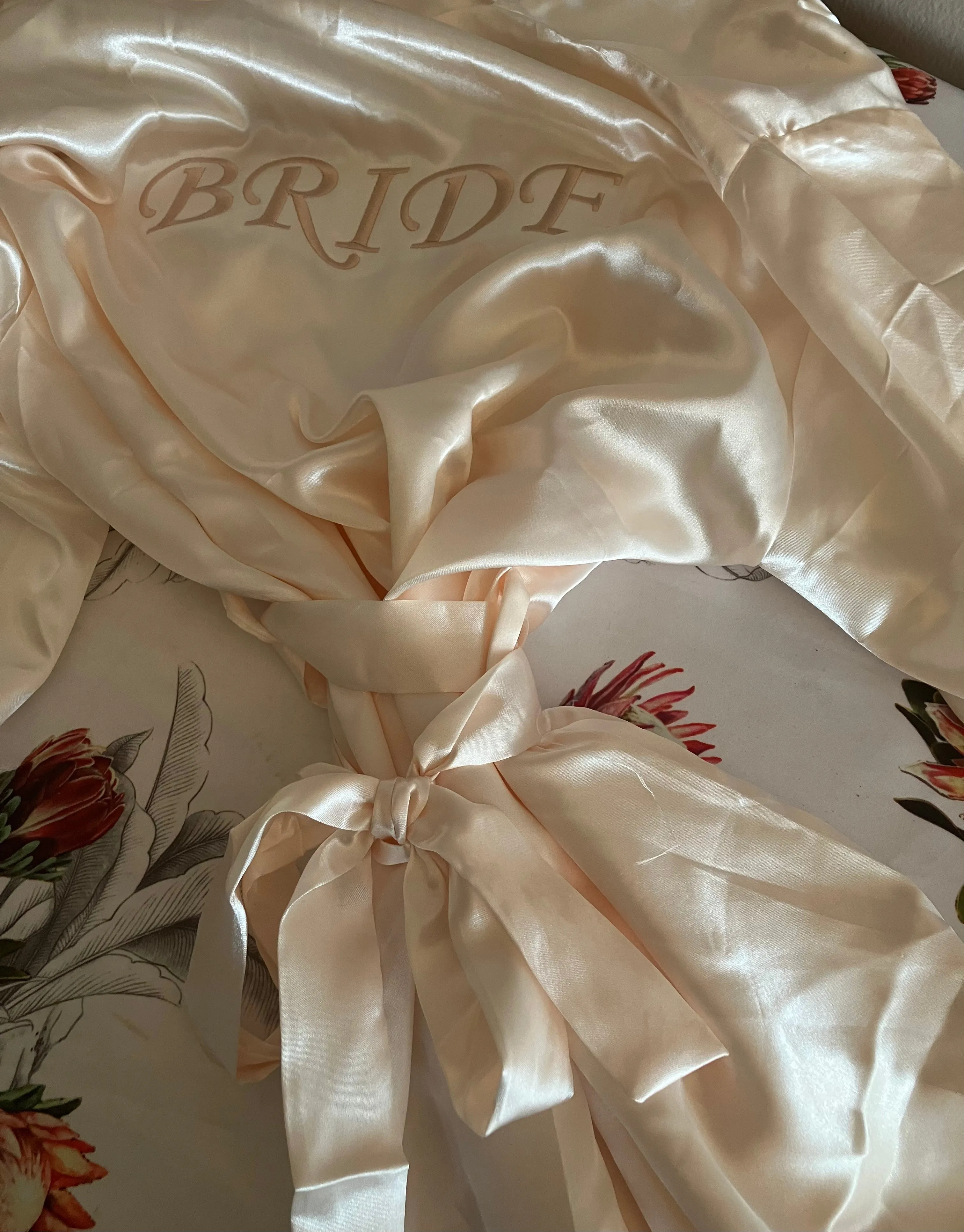 PEACH EMBROIDERED LACE GOWN