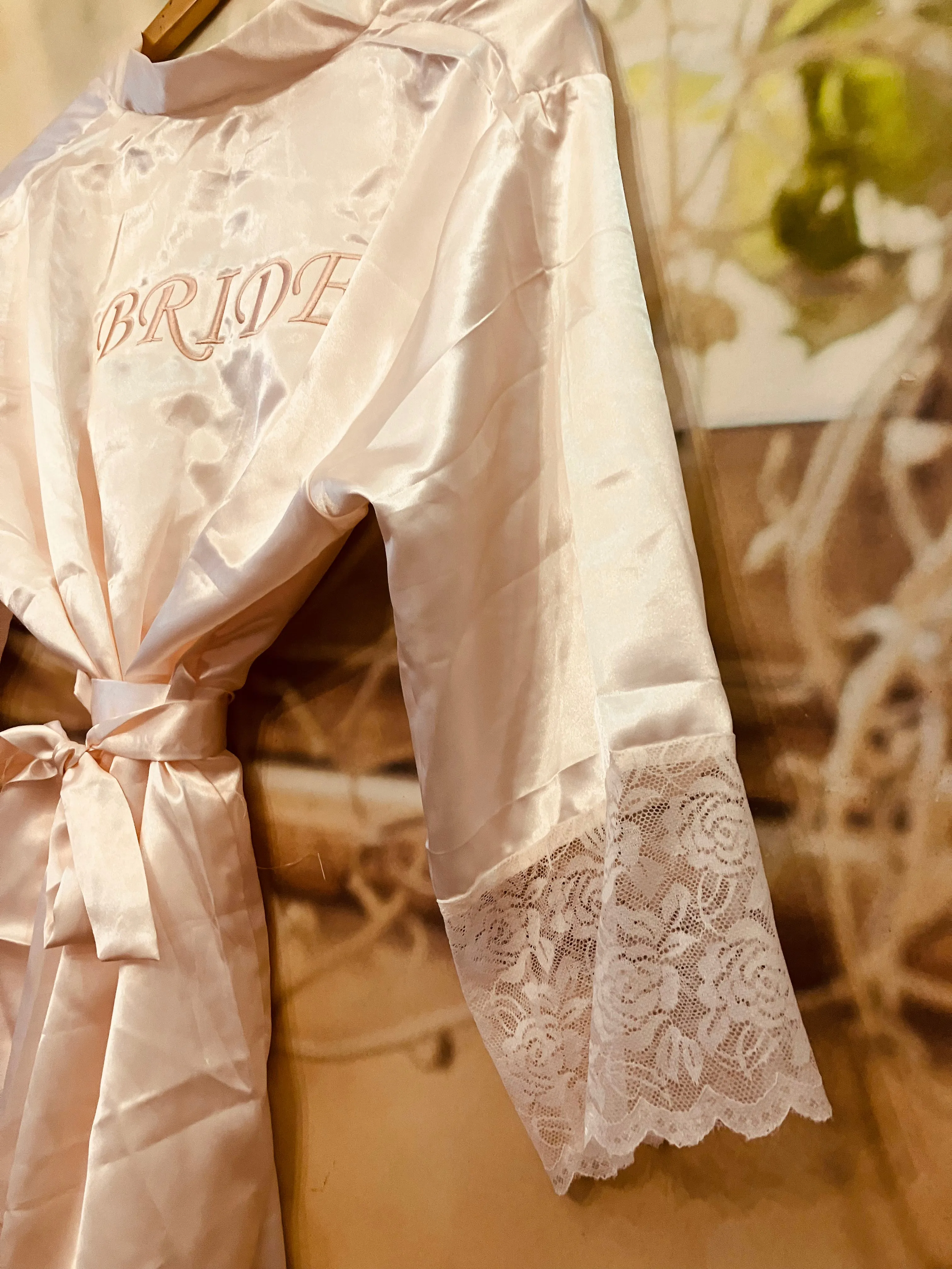 PEACH EMBROIDERED LACE GOWN