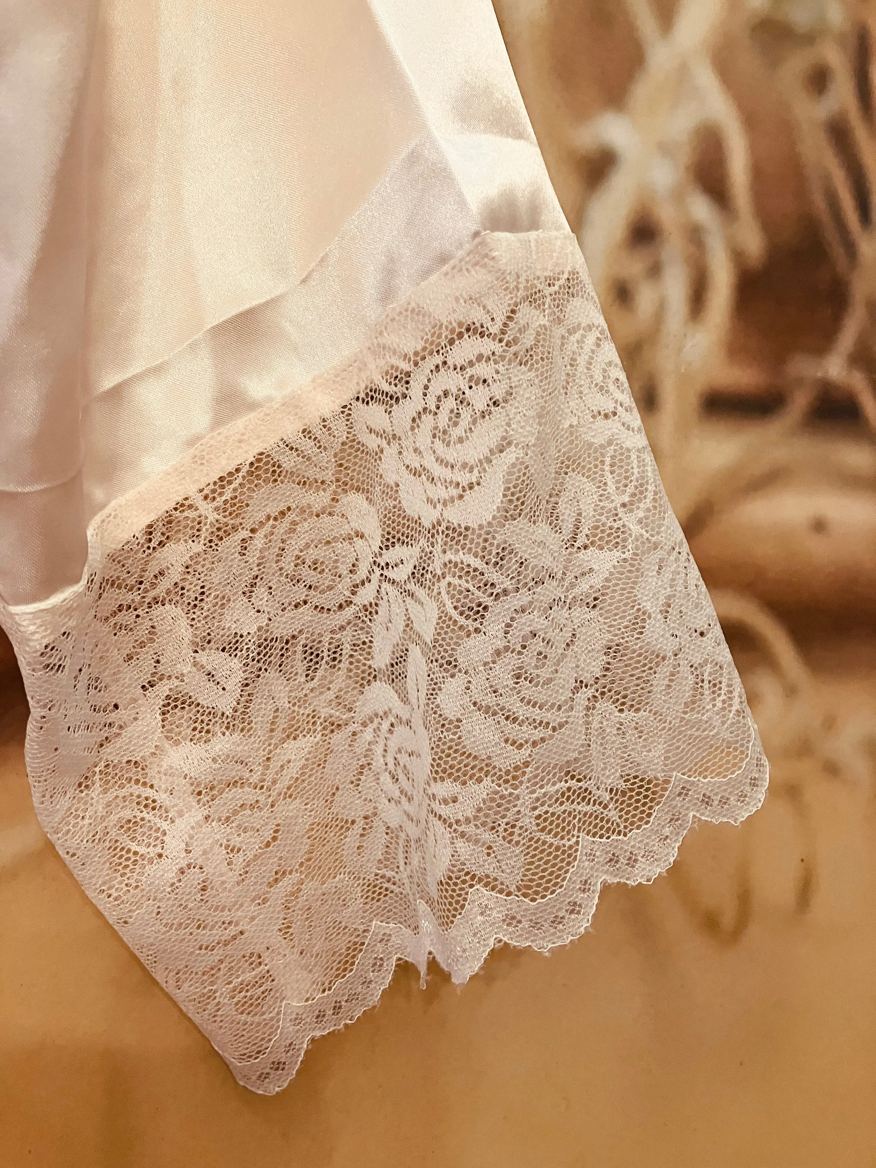 PEACH EMBROIDERED LACE GOWN