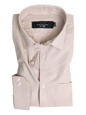 Peach Plain Formal Dress Shirt For Men ZH MFS77