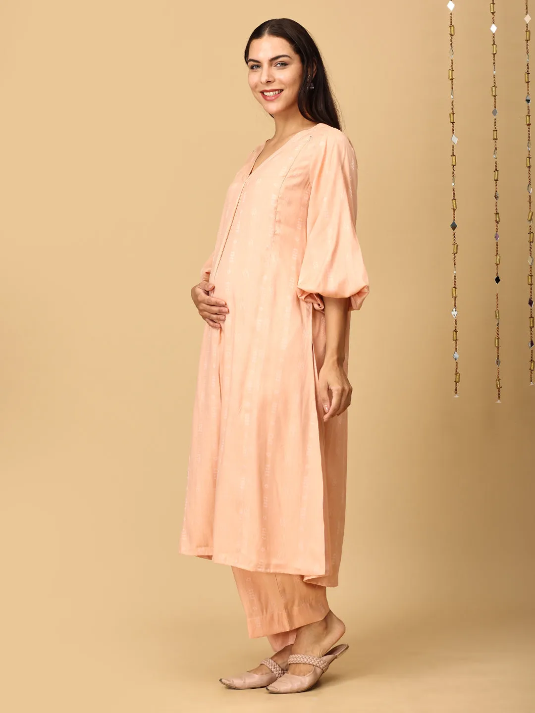 Peach Plush Maternity and Nursing Co Ord Set