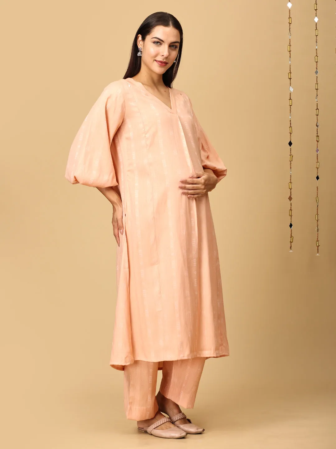 Peach Plush Maternity and Nursing Co Ord Set