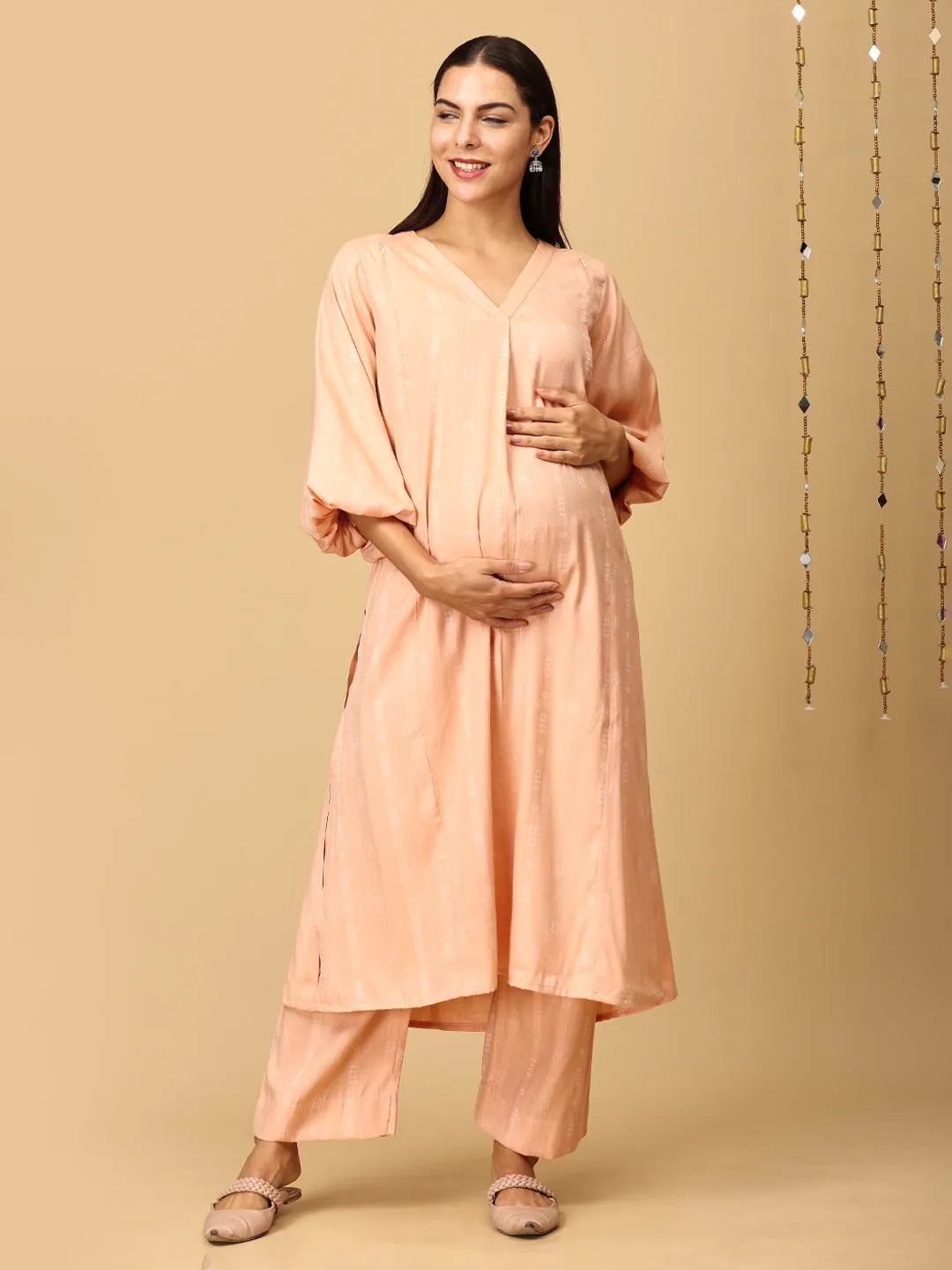 Peach Plush Maternity and Nursing Co Ord Set