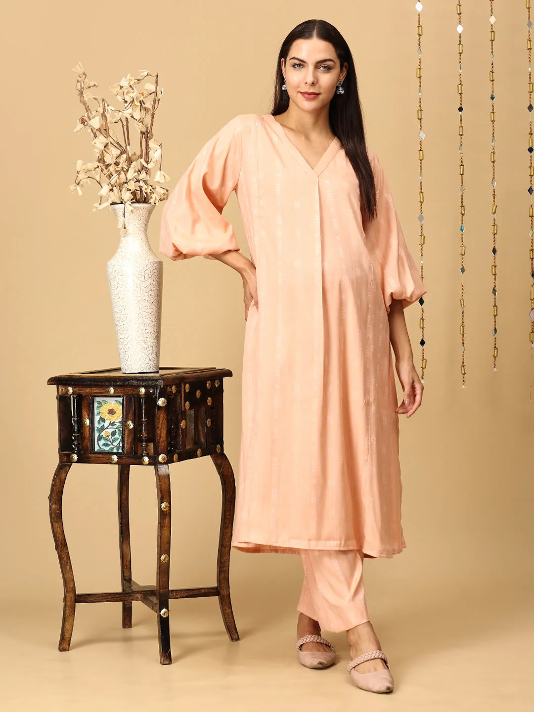 Peach Plush Maternity and Nursing Co Ord Set