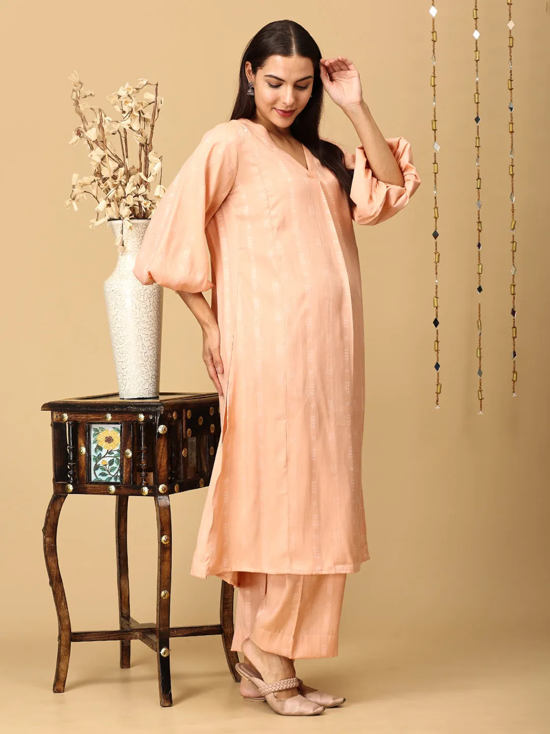 Peach Plush Maternity and Nursing Co Ord Set