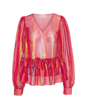 Pearl Sheer Blouse - Red