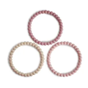 Pearl Teething Bracelet 3-pack (Linen/Peony/Pale Pink)