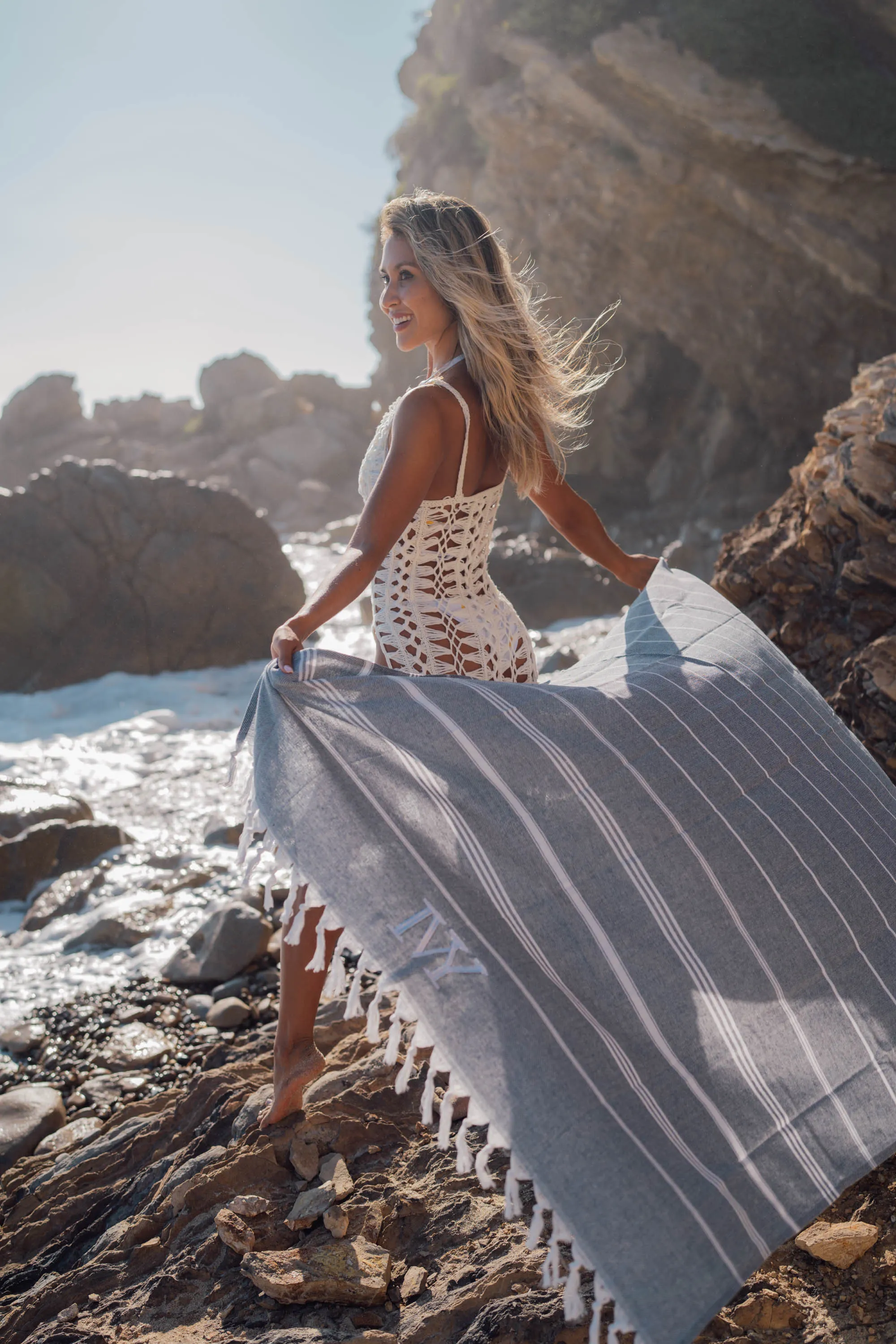 Pearl Woven Tassel Beach Towel