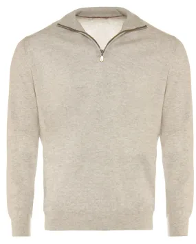 Pebble Grey Cashmere Quarter Zip