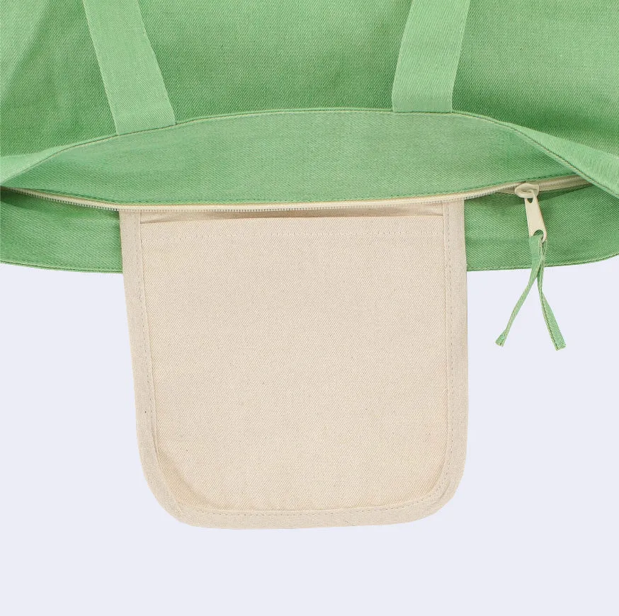 Peko Chan - Zippered Tote Bag (Green - Shiba Dog)