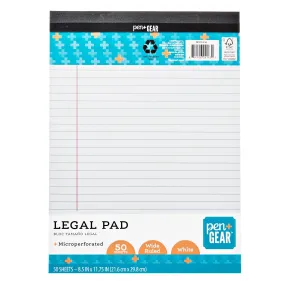 Pen   Gear Legal Pad, 8.5" x 11.75", 50 Sheets, Wide Ruled, White