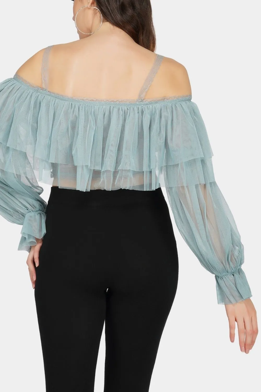 Perch Tulle Top in Teal