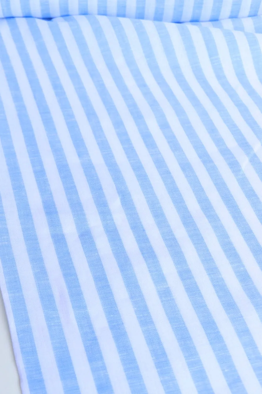 Periwinkle Thick Stripe | Limerick Linen Yarn Dyed | Robert Kaufman