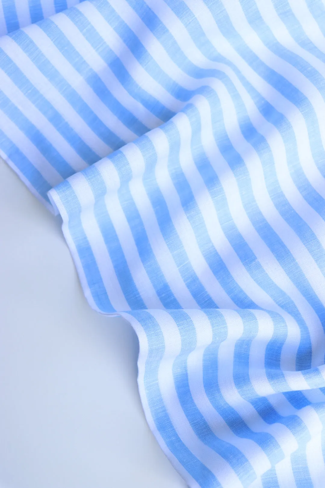 Periwinkle Thick Stripe | Limerick Linen Yarn Dyed | Robert Kaufman