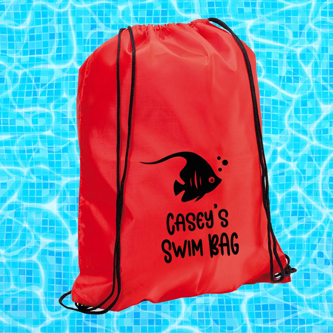 Personalised Children's Aquatic Drawstring Swim Bag