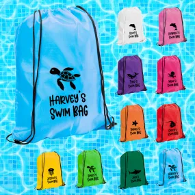 Personalised Children's Aquatic Drawstring Swim Bag