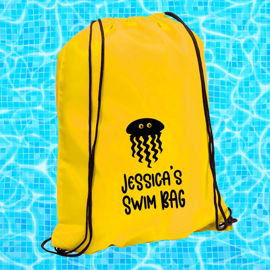 Personalised Children's Aquatic Drawstring Swim Bag