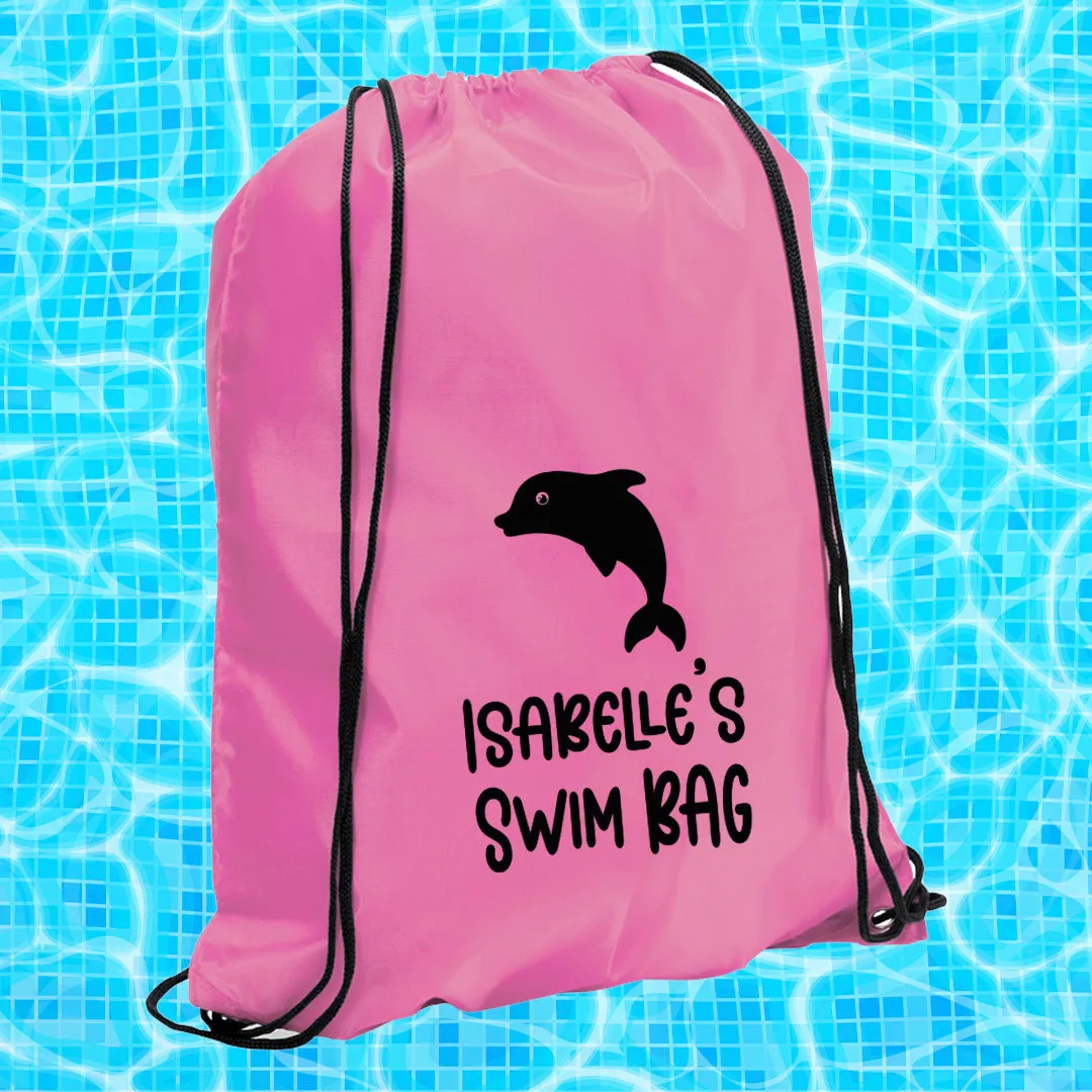 Personalised Children's Aquatic Drawstring Swim Bag