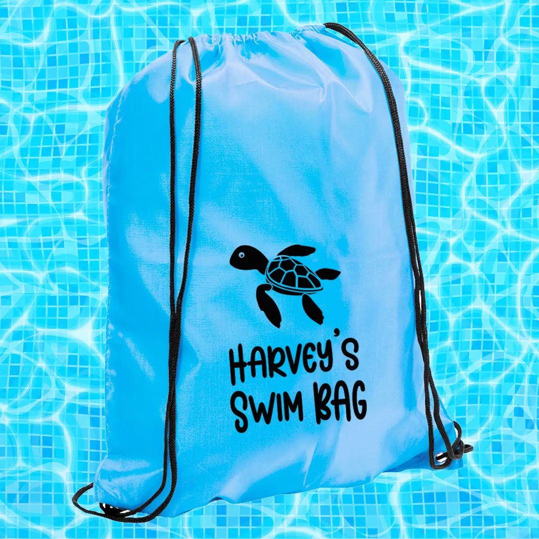 Personalised Children's Aquatic Drawstring Swim Bag